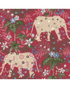 Papier peint intissé Java éléphant rose