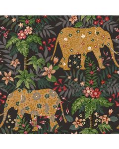 Papier peint intissé Java éléphant vert