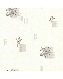 Papier peint duplex "branchage argenté" fond blanc